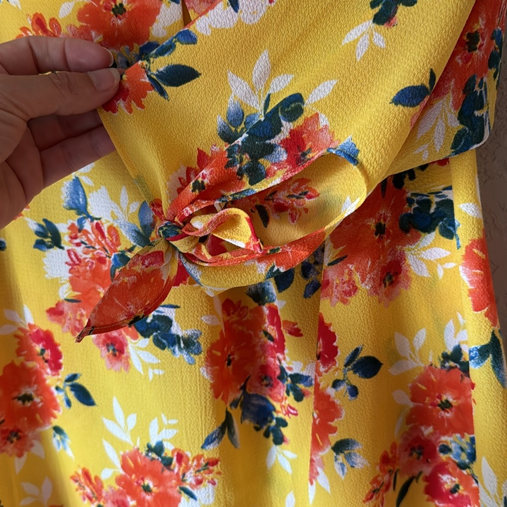 Yellow Floral Off-the-Shoulder Blouse | Size L | Status by Stitch Fix | Boho - Picture 4 of 5